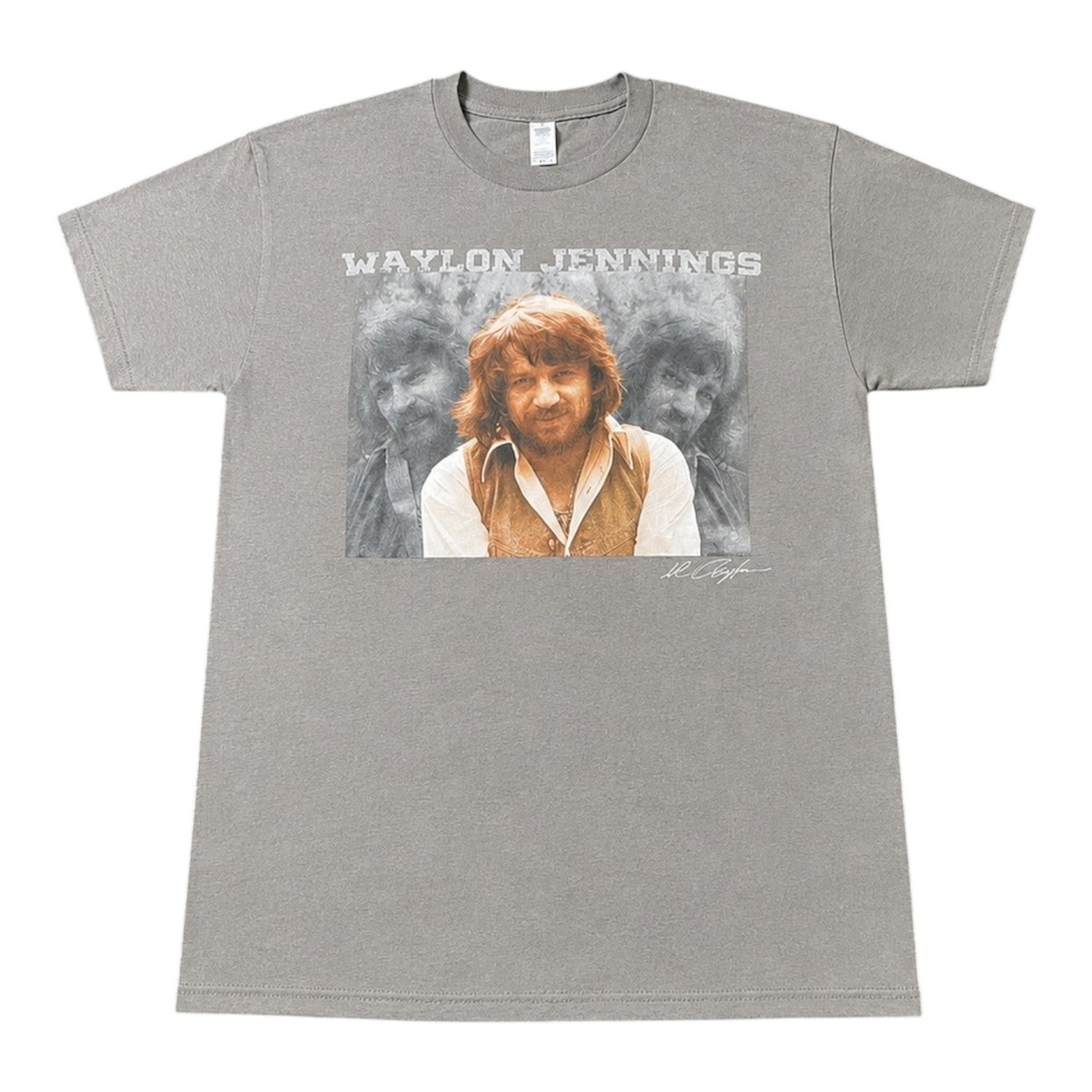 Waylon Jennings Graphic T-Shirt Mens Medium Heather Grey Country Music Tee